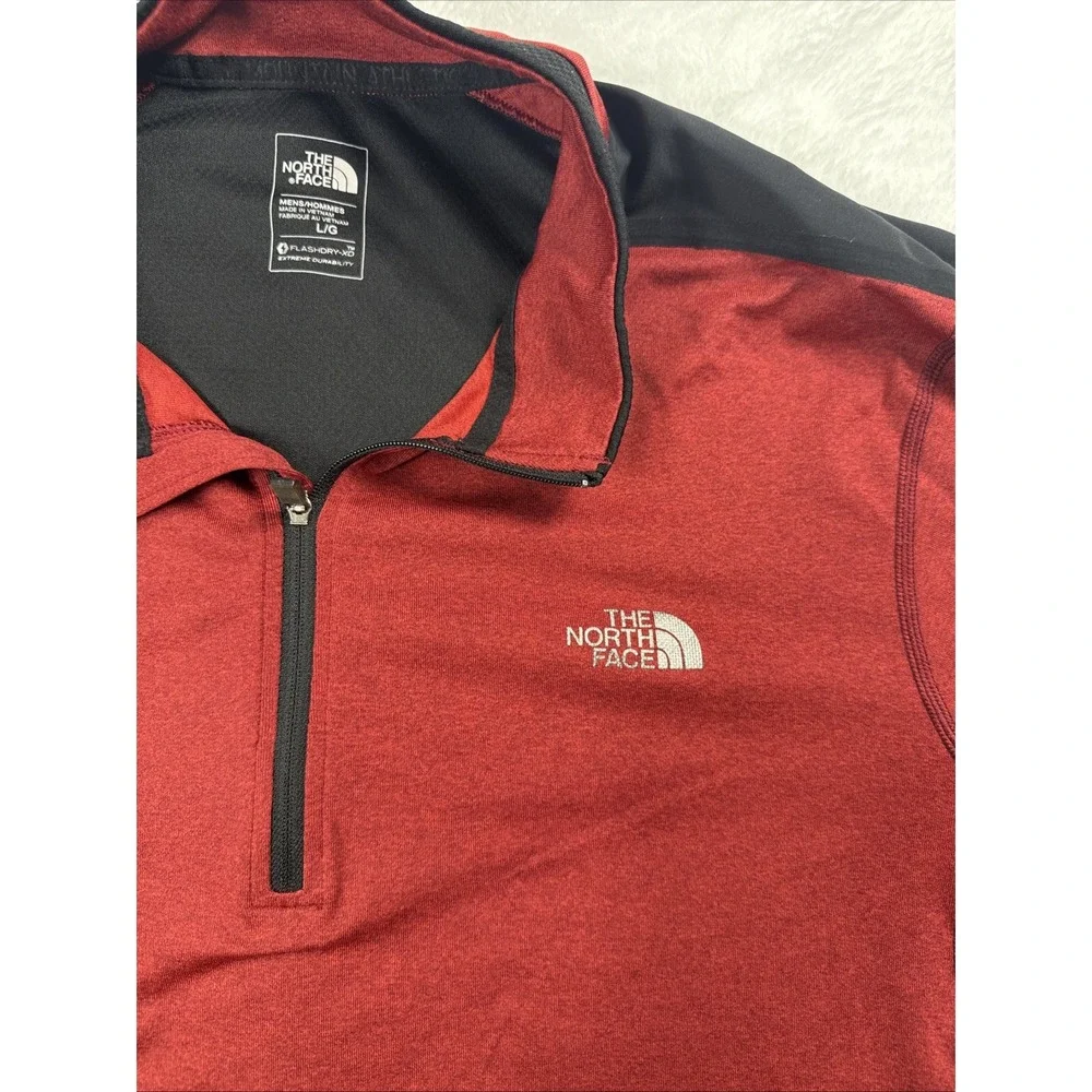 The North Face FlashDry-XD 1/4 Zip Pullover Active Shirt Men Large Red Black
